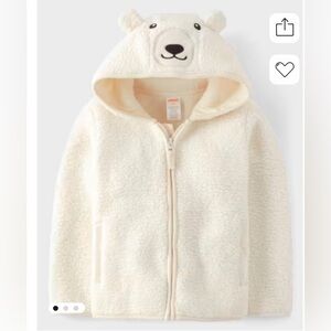 Teddy bear unisex toddler Sherpa zip up sweater Halo white